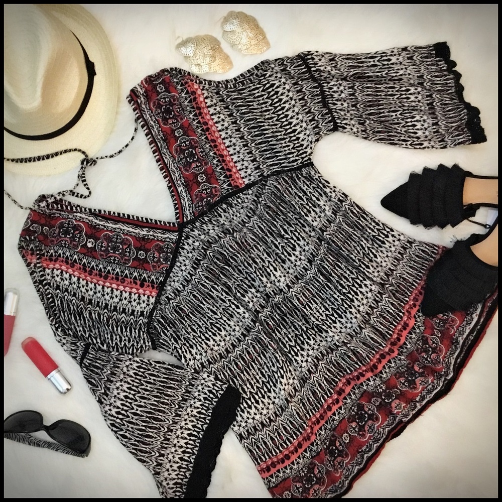 ⚜️Angie Boho Peasant Cold Shoulder Top - Picture 2 of 7